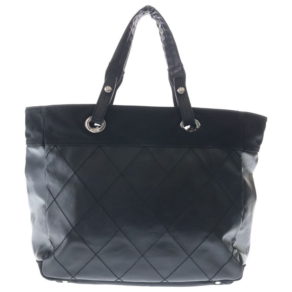 Chanel Paris Biarritz CC Logo Quilted Leather Tote Black — view 2