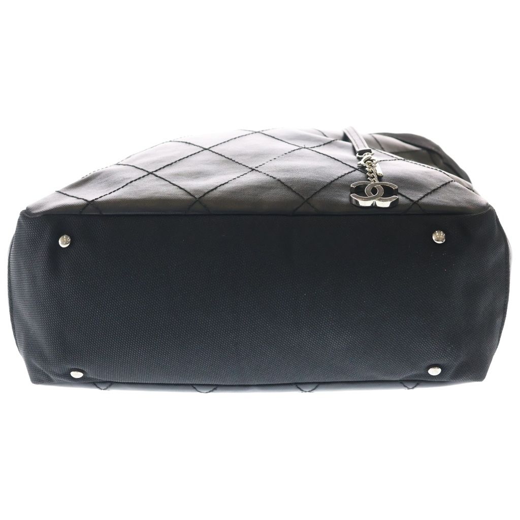Chanel Paris Biarritz CC Logo Quilted Leather Tote Black — view 4