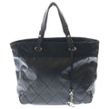 Chanel Paris Biarritz CC Logo Quilted Leather Tote Black
