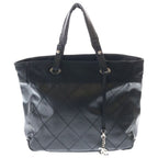 Chanel Paris Biarritz CC Logo Quilted Leather Tote Black