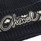 Chanel AW Logo Patch Cashmere Knit Cap Black — view 5