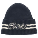 Chanel AW Logo Patch Cashmere Knit Cap Black