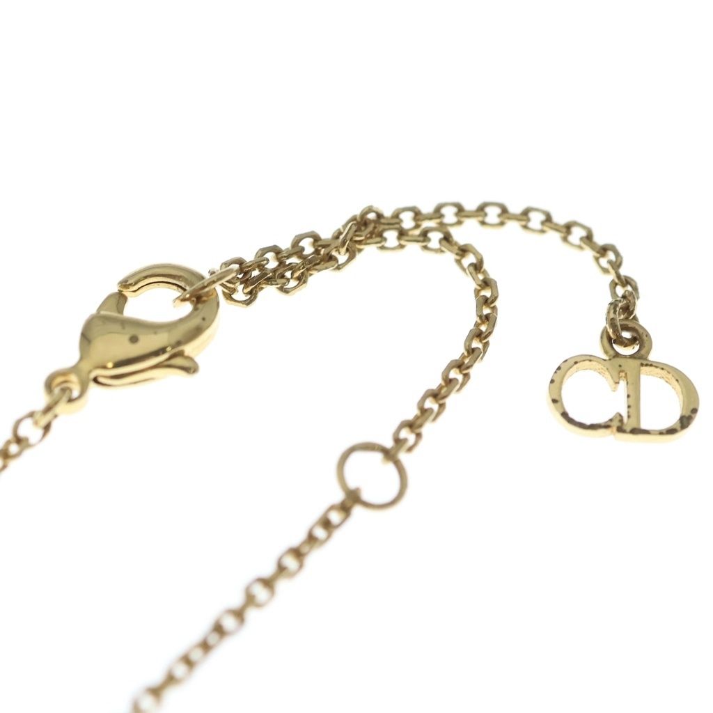 Dior Clair D Lune de CD Logo Rhinestone Chain Necklace Gold — view 4