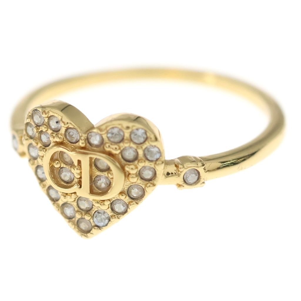 Dior CD Logo Rhinestone Ring Gold