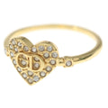 Dior CD Logo Rhinestone Ring Gold