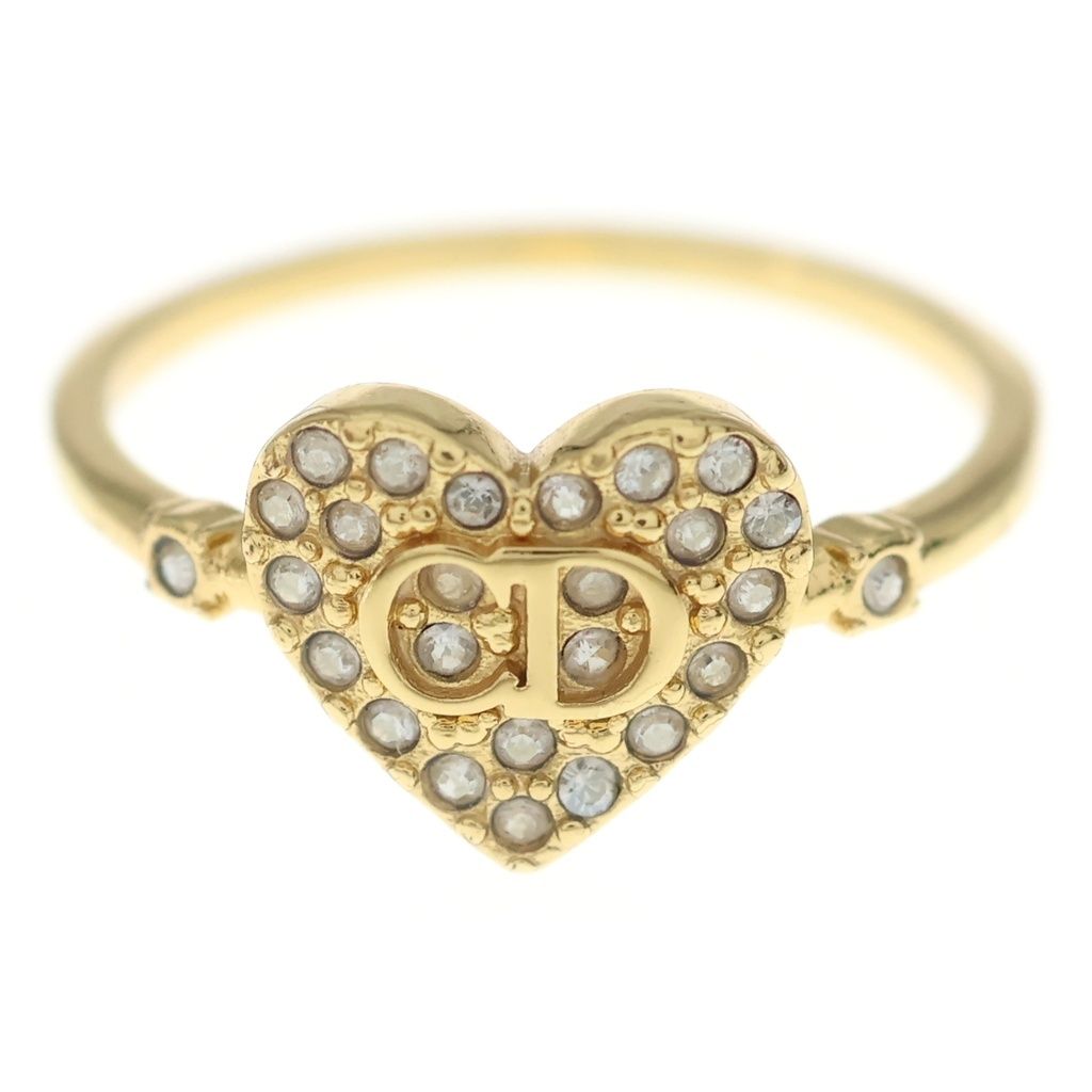 Dior CD Logo Rhinestone Ring Gold — view 4
