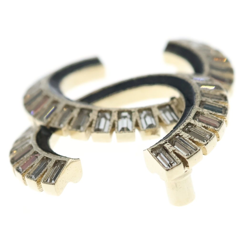Chanel CC Logo Rhinestone Brooch Gold — view 3