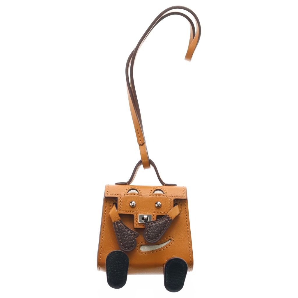 Hermes Tall Charm Bag Brown Leather