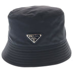 Prada Re-Nylon Triangle Logo Plate Bucket Hat Black — view 3