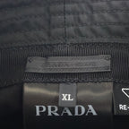 Prada Re-Nylon Triangle Logo Plate Bucket Hat Black — view 6