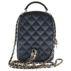 Chanel Quilted Chain Mini Backpack Black Caviar Leather Gold — view 2