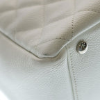 Chanel Quilted Petit Timeless Chain Shoulder Bag White Caviar Leather Silver — view 6