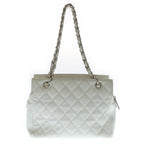 Chanel Quilted Petit Timeless Chain Shoulder Bag White Caviar Leather Silver — view 2