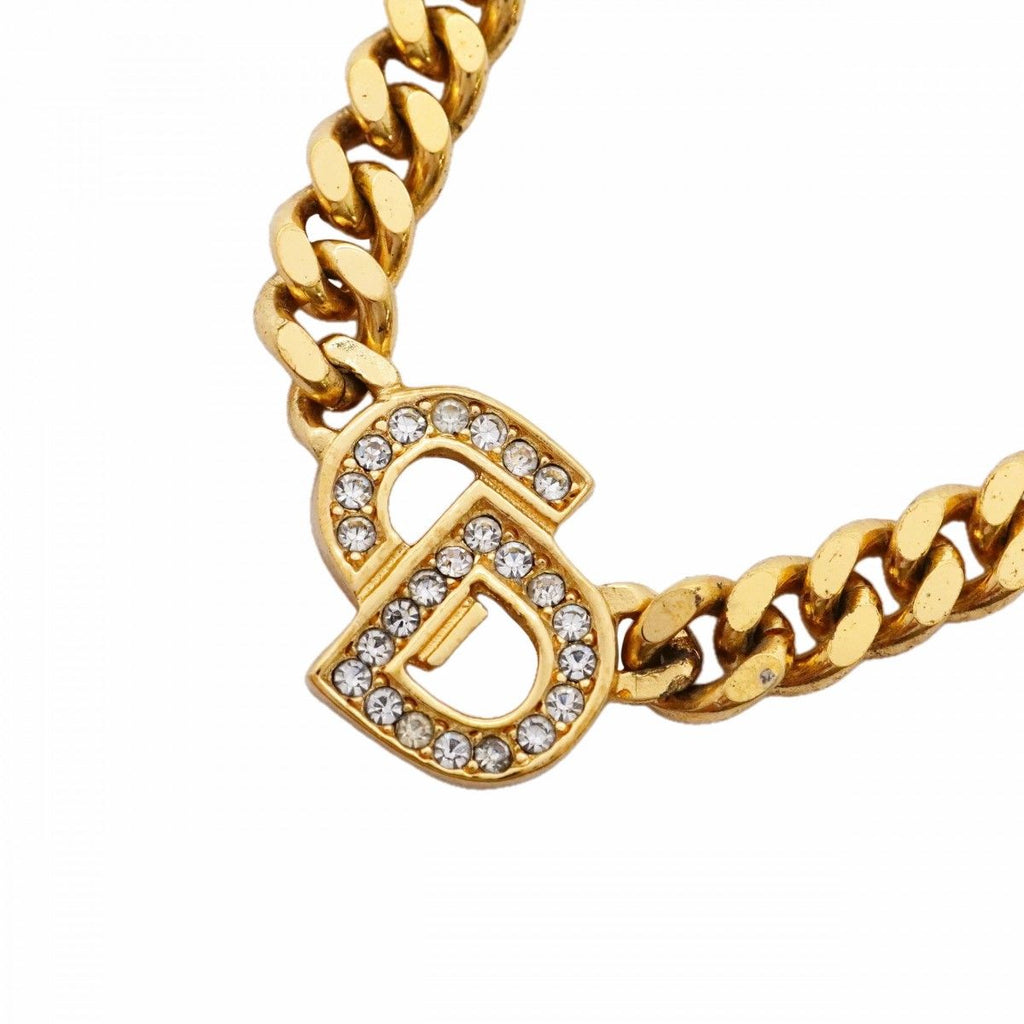 Dior Necklace CD Logo Gold Plated Rhinestone