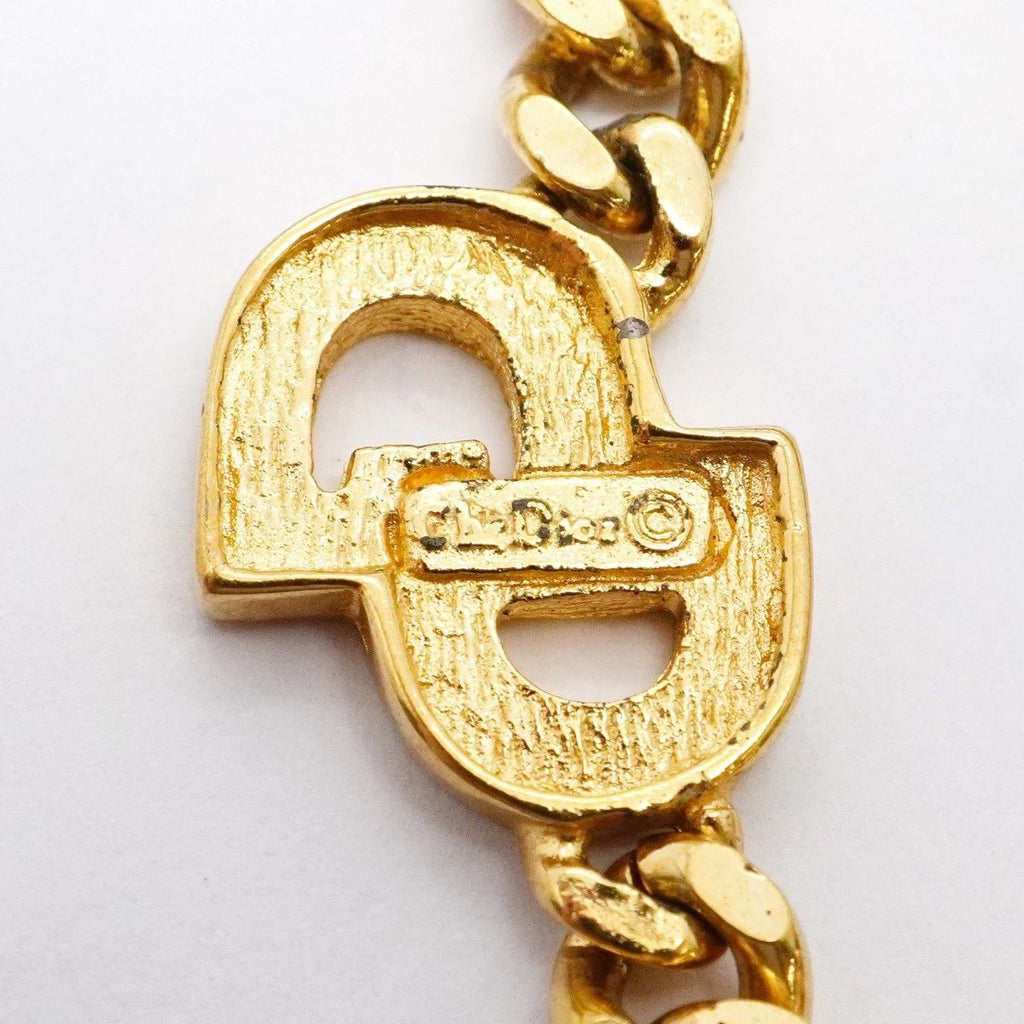 Dior Necklace CD Logo Gold Plated Rhinestone — view 6