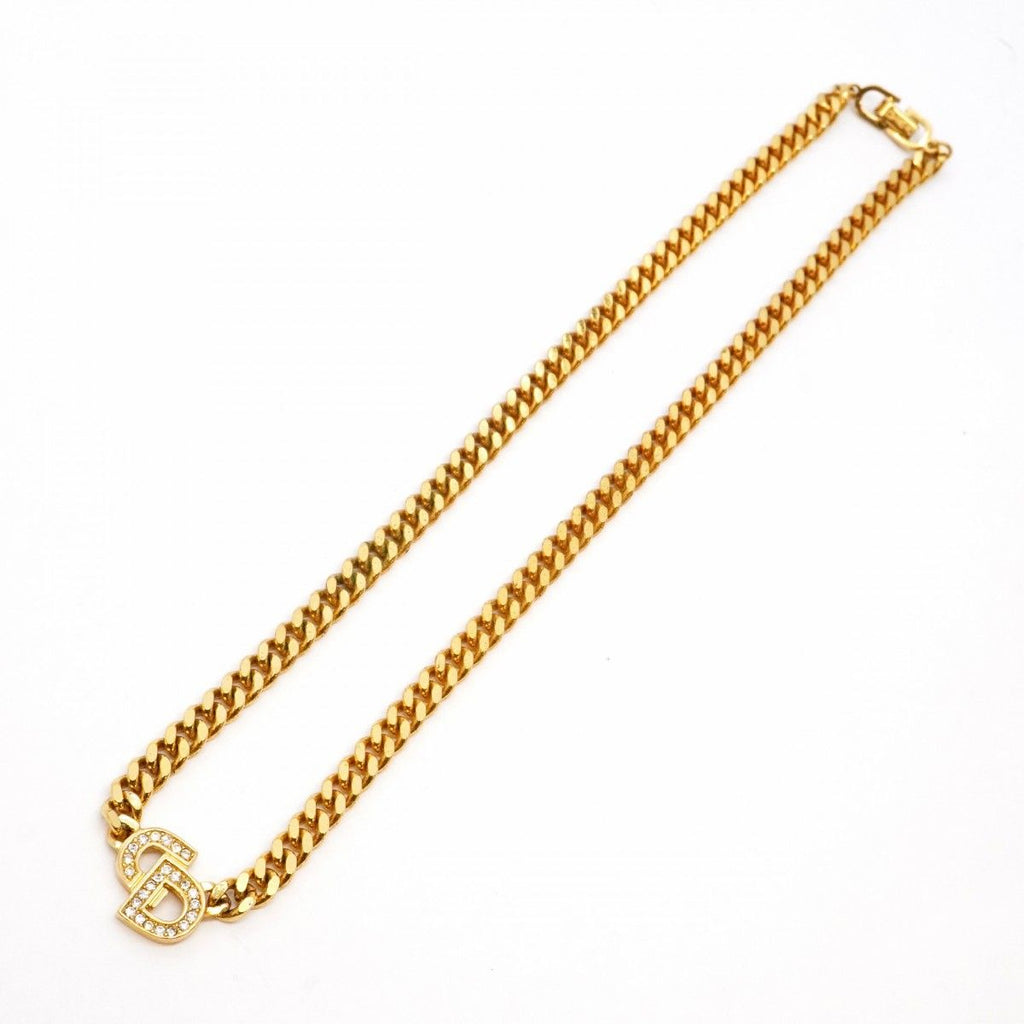 Dior Necklace CD Logo Gold Plated Rhinestone — view 3