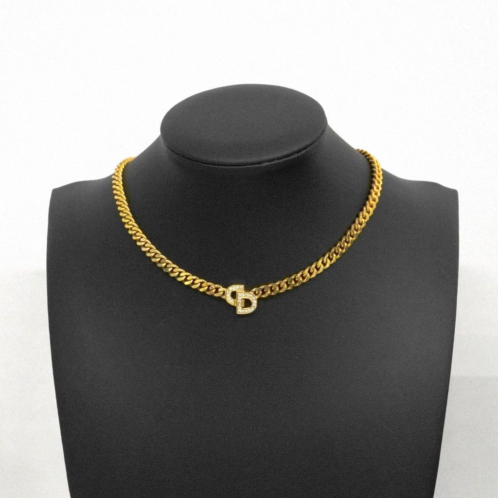 Dior Necklace CD Logo Gold Plated Rhinestone — view 7