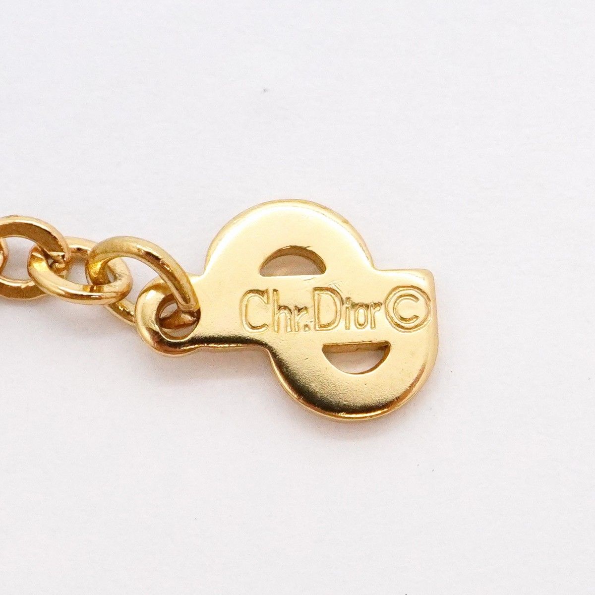 Dior Necklace Logo Oval Gold Plated Rhinestone — view 5