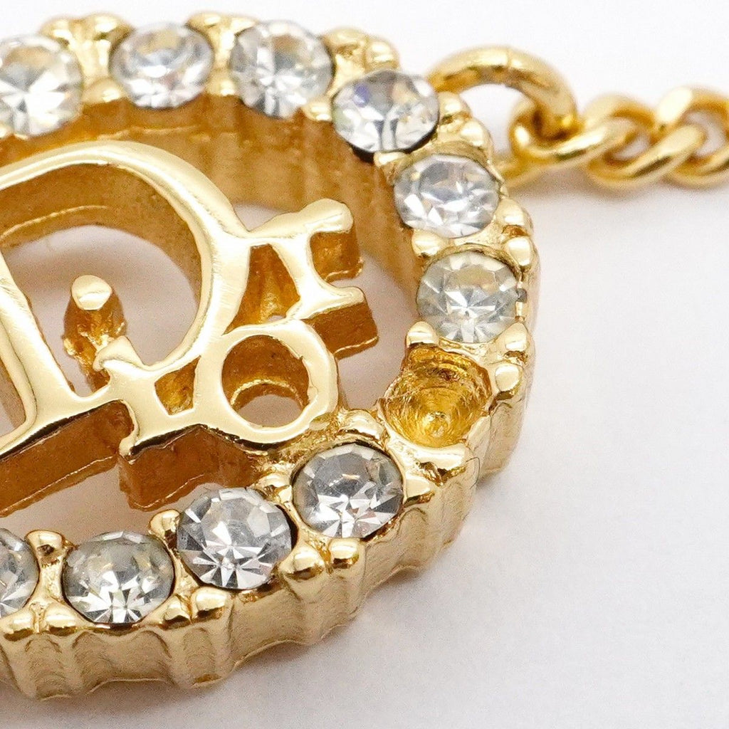Dior Necklace Logo Oval Gold Plated Rhinestone — view 7