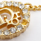 Dior Necklace Logo Oval Gold Plated Rhinestone — view 7