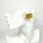 Chanel Earrings Vintage CC Logo Quilted Gold Plated — view 5