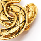Chanel Earrings Vintage CC Logo Quilted Gold Plated — view 9