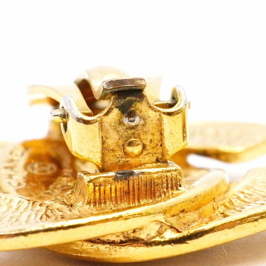 Chanel Earrings Vintage CC Logo Quilted Gold Plated — view 7