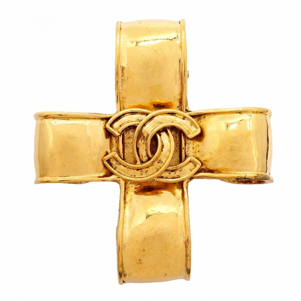 Chanel Brooch Vintage CC Logo Gold Plated
