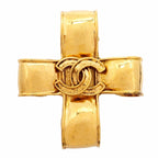 Chanel Brooch Vintage CC Logo Gold Plated