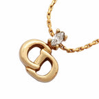 Dior Necklace CD Logo Gold Plated Rhinestone