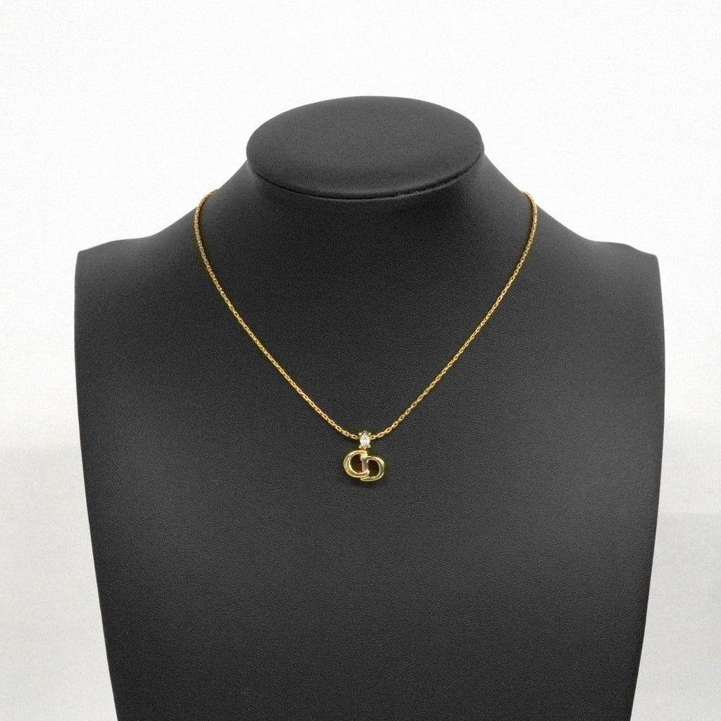 Dior Necklace CD Logo Gold Plated Rhinestone — view 6