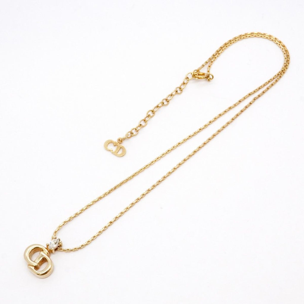 Dior Necklace CD Logo Gold Plated Rhinestone — view 3
