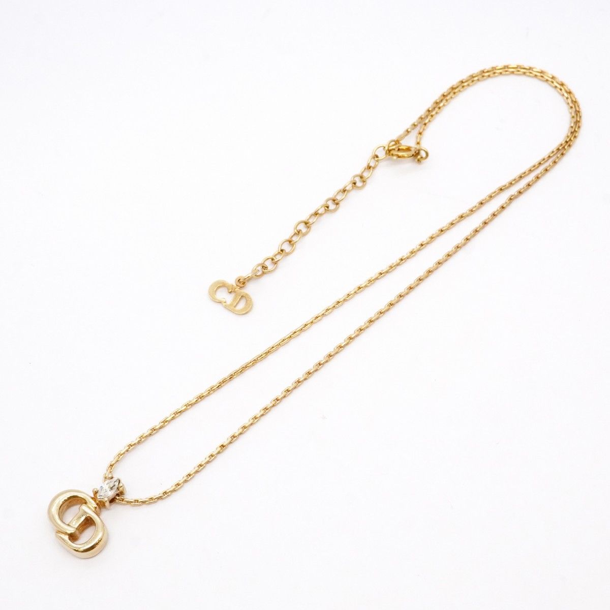 Dior Necklace CD Logo Gold Plated Rhinestone — view 3
