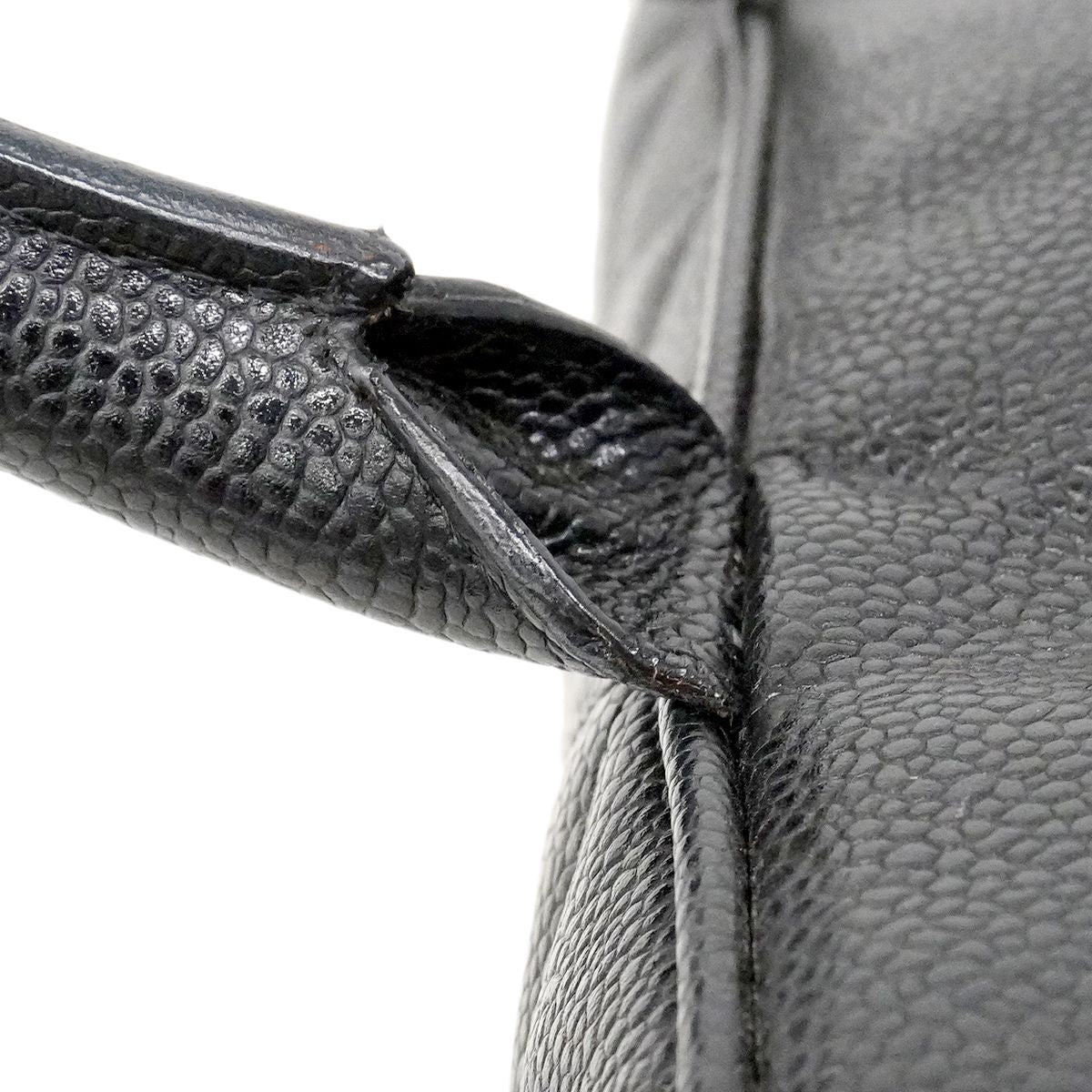 Chanel Handbag Quilted Caviar Leather Black Gold — view 8