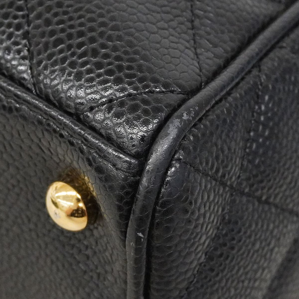 Chanel Handbag Quilted Caviar Leather Black Gold — view 6
