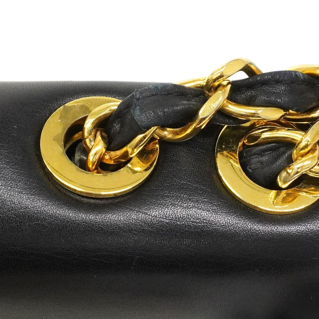 Chanel Shoulder Bag Deca Quilted Lambskin Black Gold — view 8