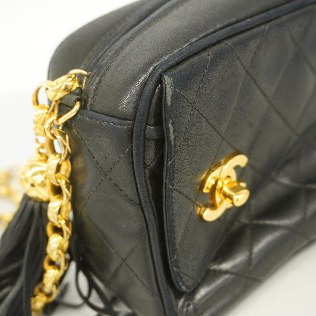 Chanel Shoulder Bag Quilted Lambskin Black Gold — view 7