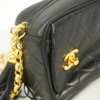 Chanel Shoulder Bag Quilted Lambskin Black Gold — view 7
