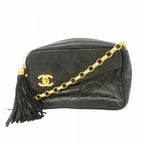 Chanel Shoulder Bag Quilted Lambskin Black Gold