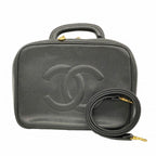 Chanel Vanity Bag Caviar Leather Black Gold 2-Way