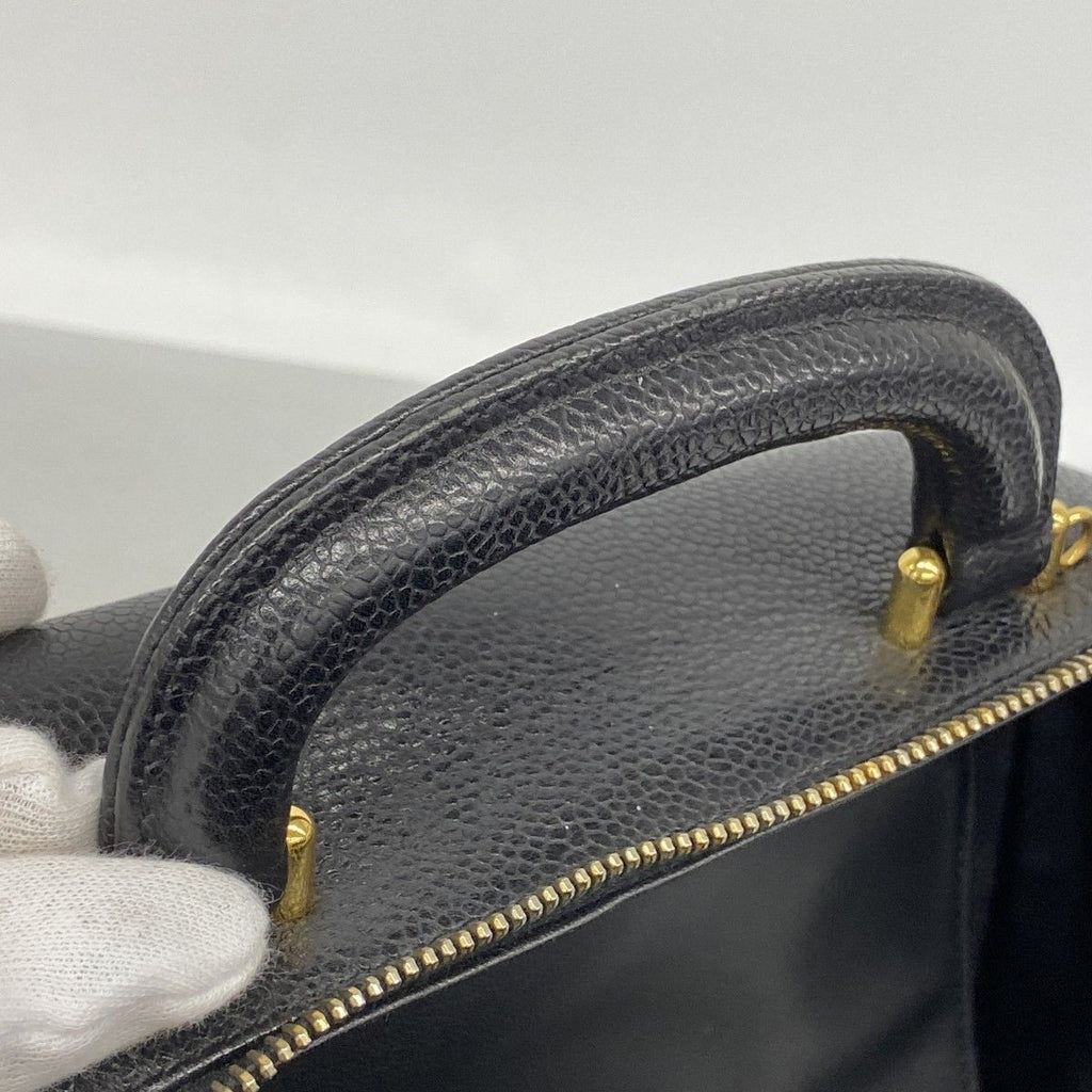 Chanel Vanity Bag Caviar Leather Black Gold 2-Way — view 9