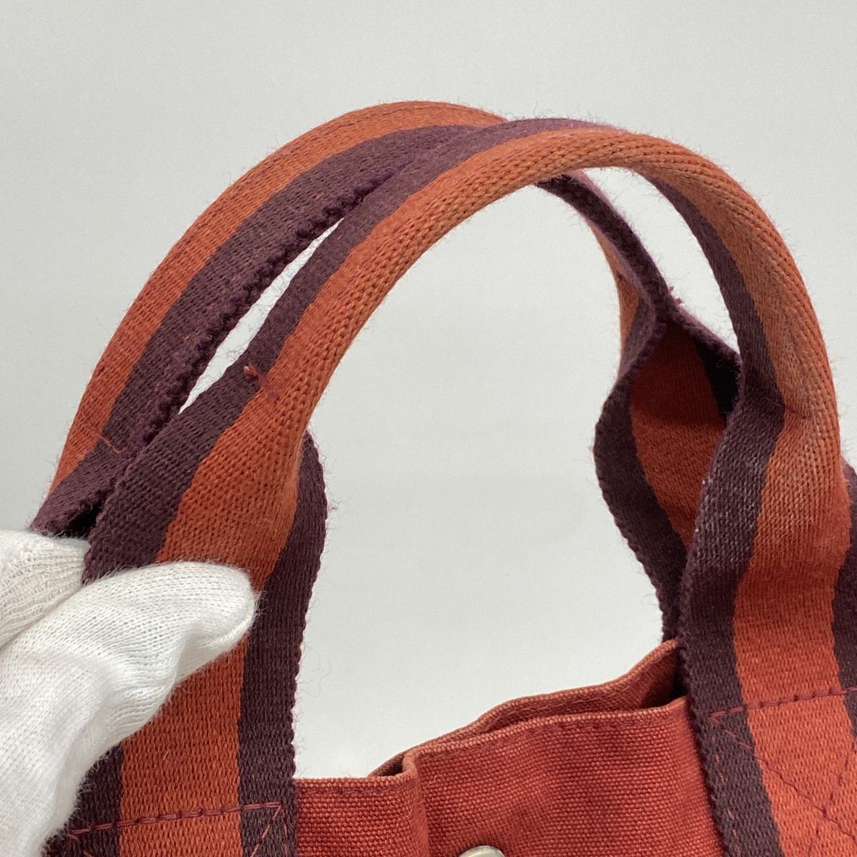 Hermes Tote Fourre Tout Canvas Red Silver — view 9