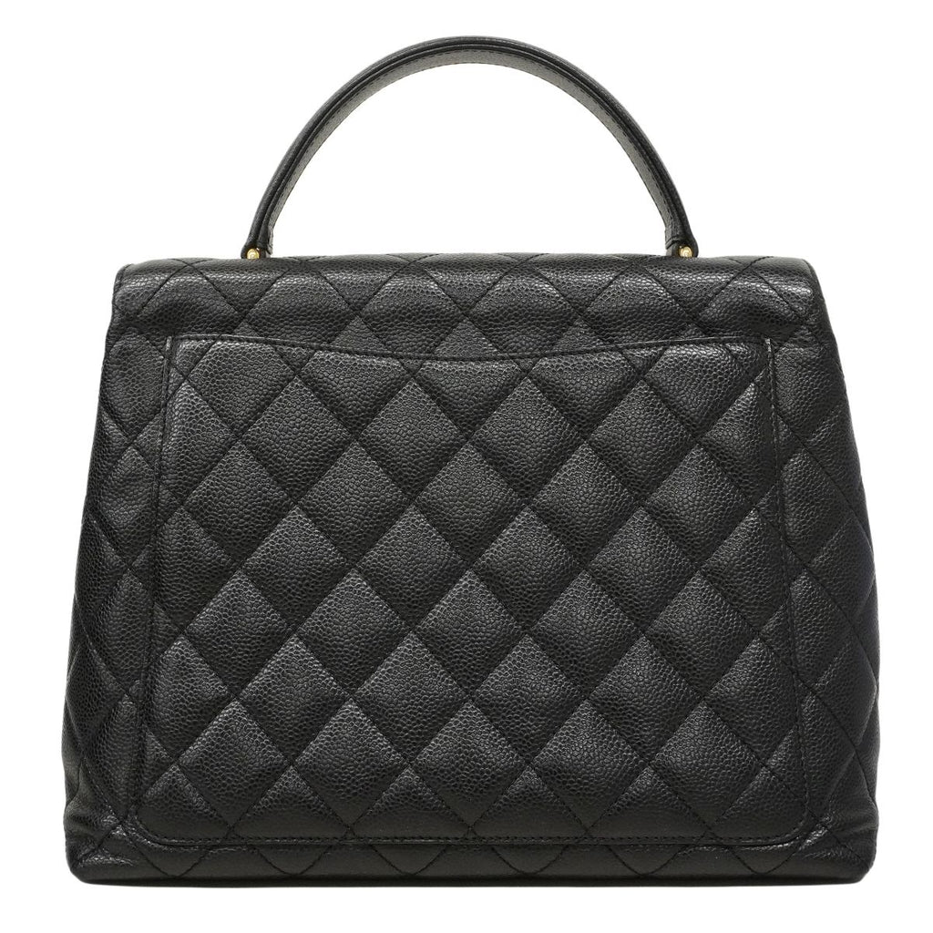Chanel Handbag Quilted Caviar Leather Black Gold — view 8