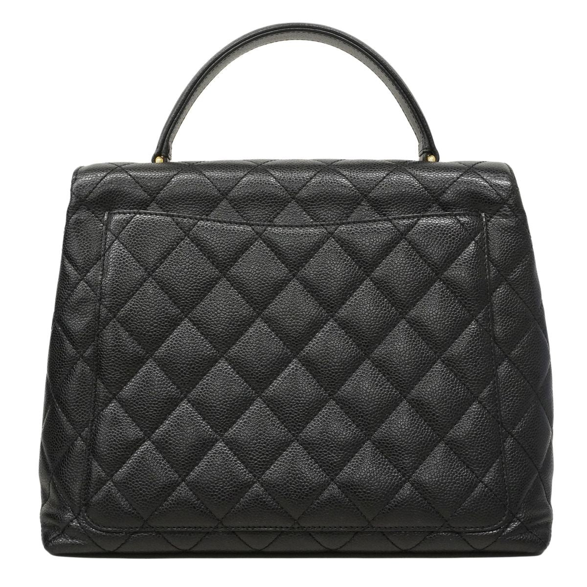 Chanel Handbag Quilted Caviar Leather Black Gold — view 8