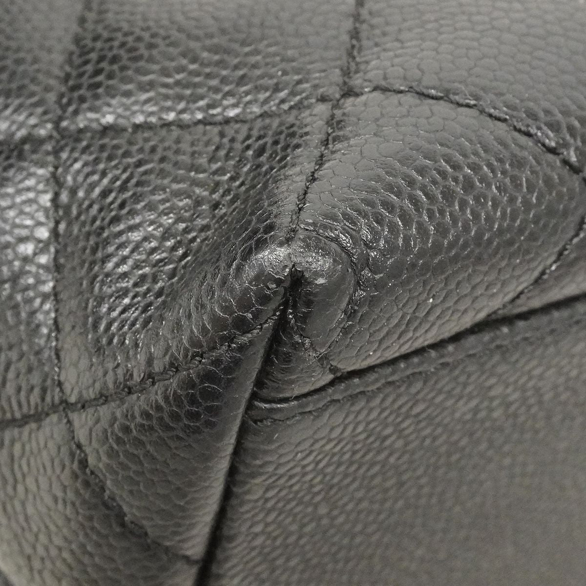 Chanel Handbag Quilted Caviar Leather Black Gold — view 6