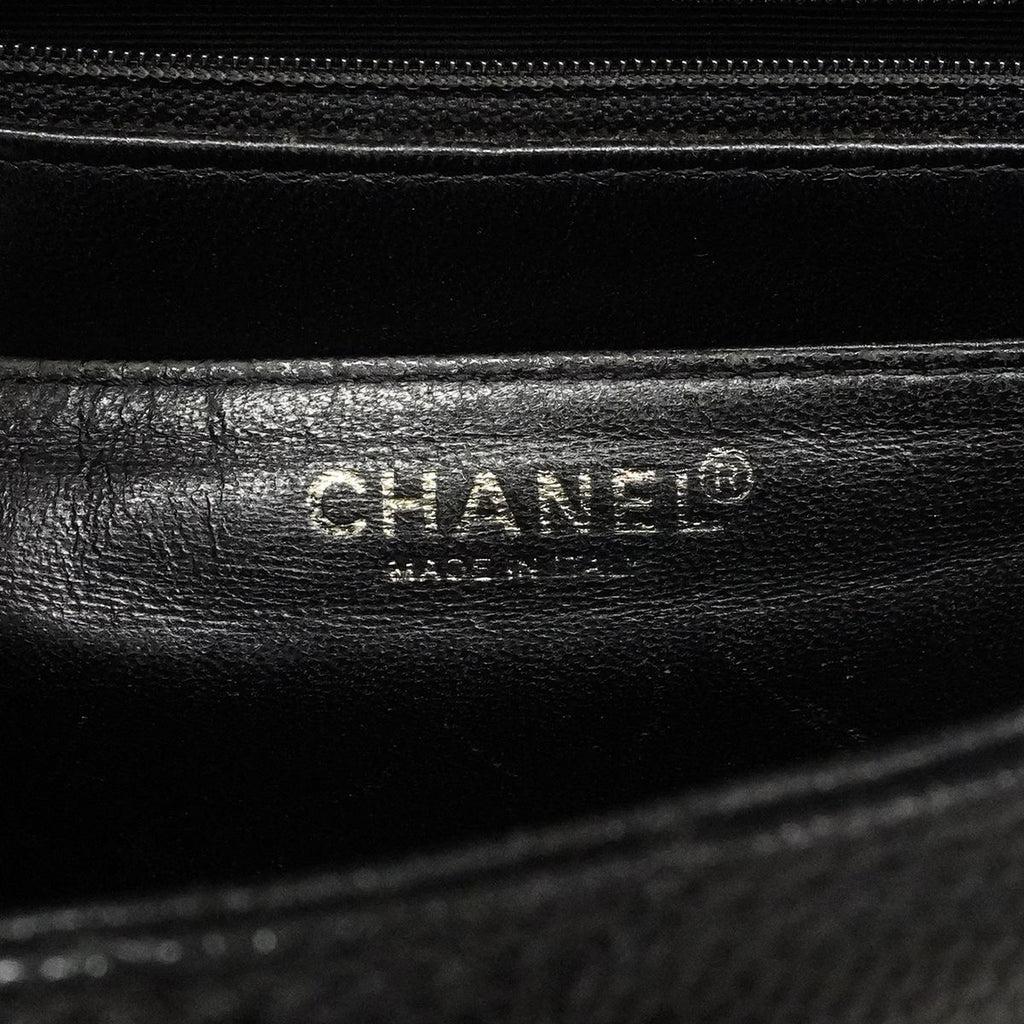 Chanel Handbag Quilted Caviar Leather Black Gold — view 5