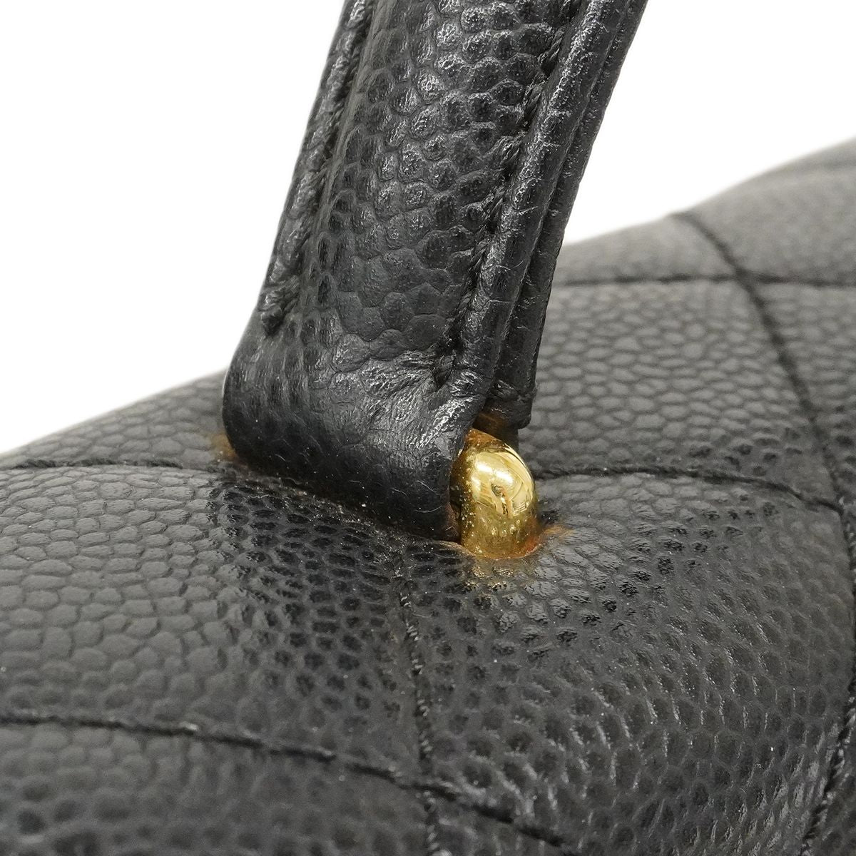 Chanel Handbag Quilted Caviar Leather Black Gold — view 7