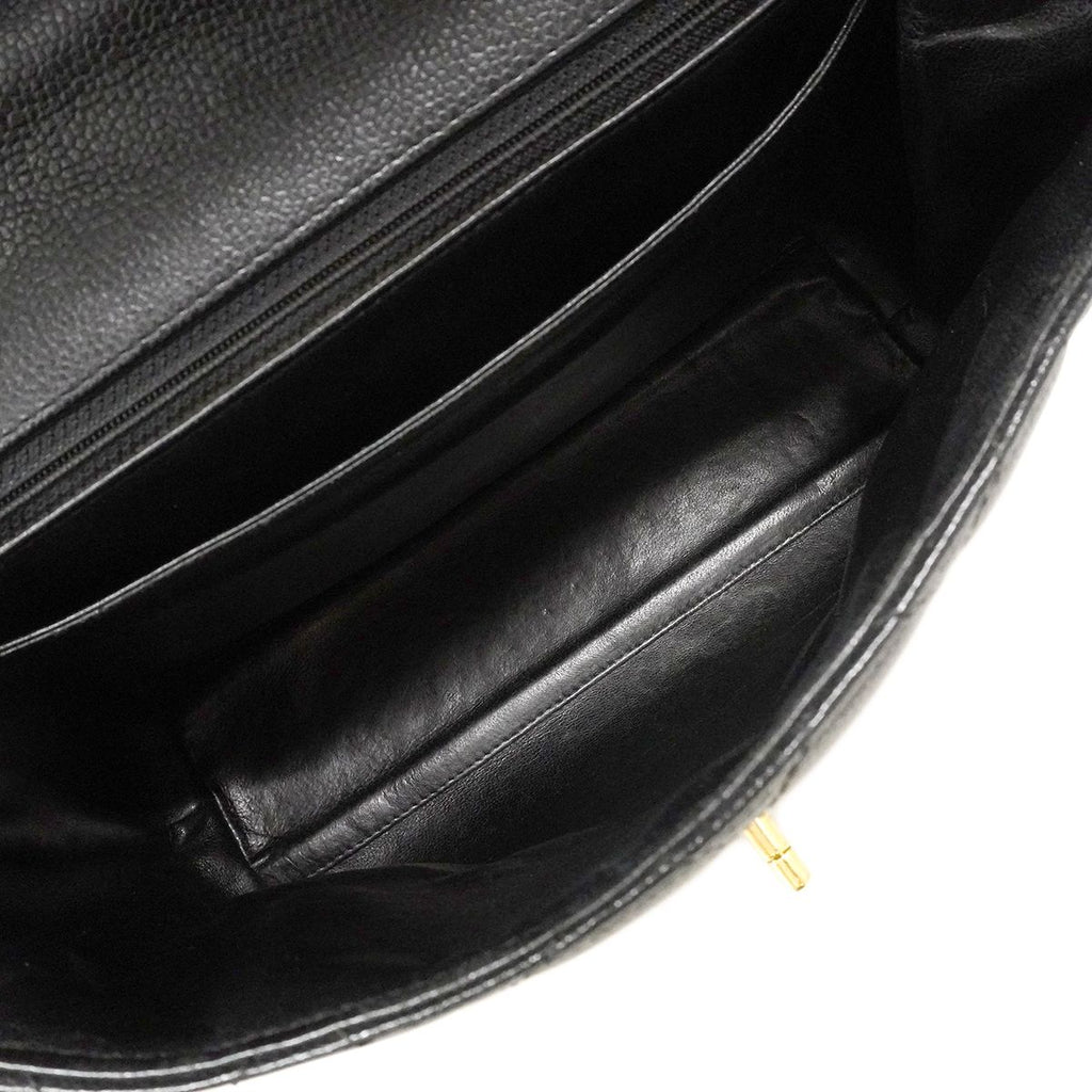 Chanel Handbag Quilted Caviar Leather Black Gold — view 4