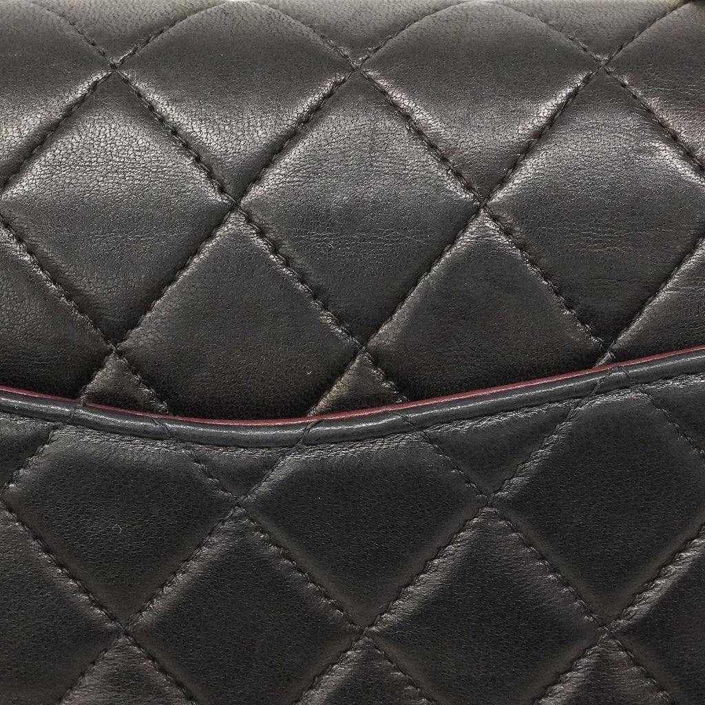 Chanel Shoulder Bag Quilted Lambskin Black Gold — view 9