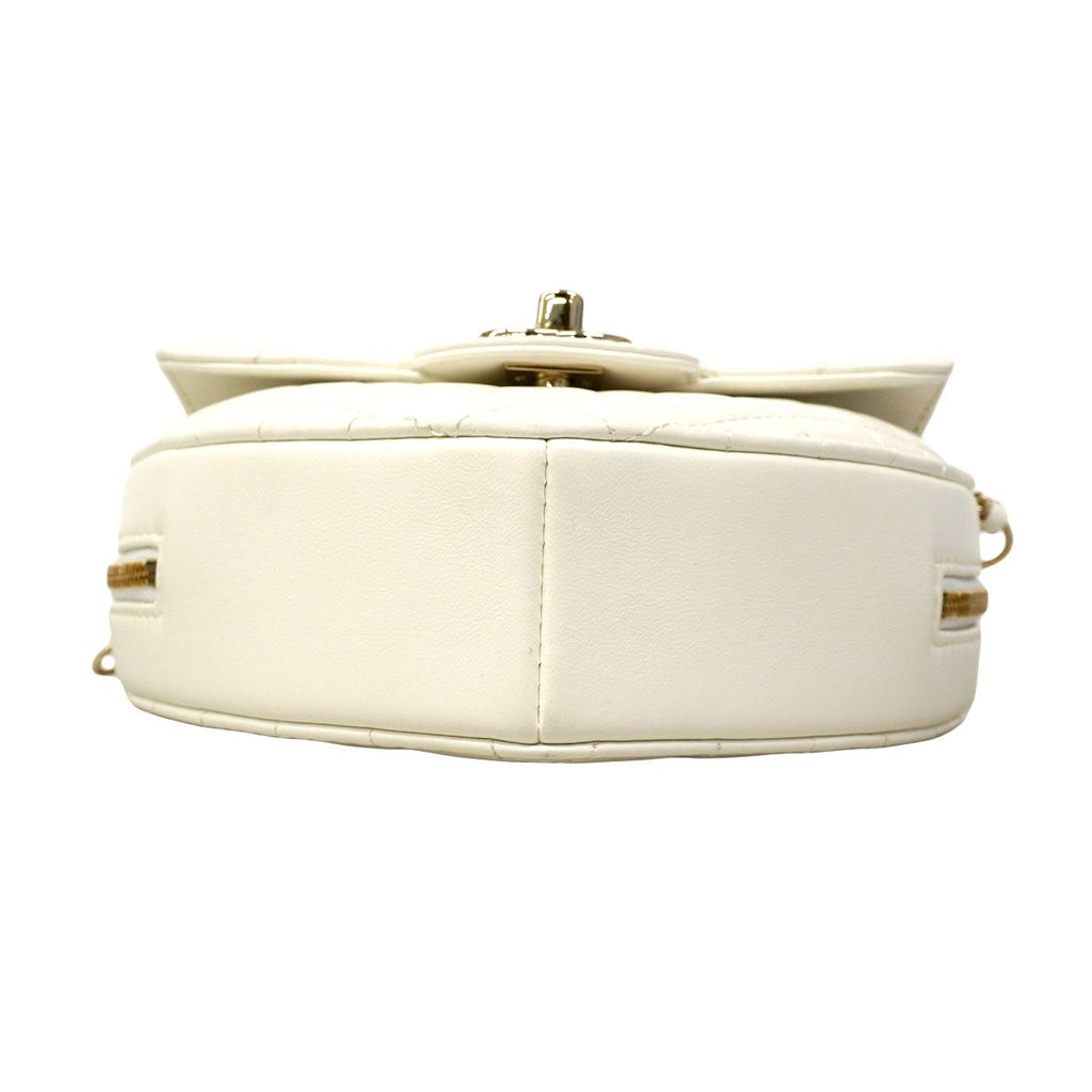 Chanel Shoulder Bag Quilted Lambskin White Champagne Gold — view 3